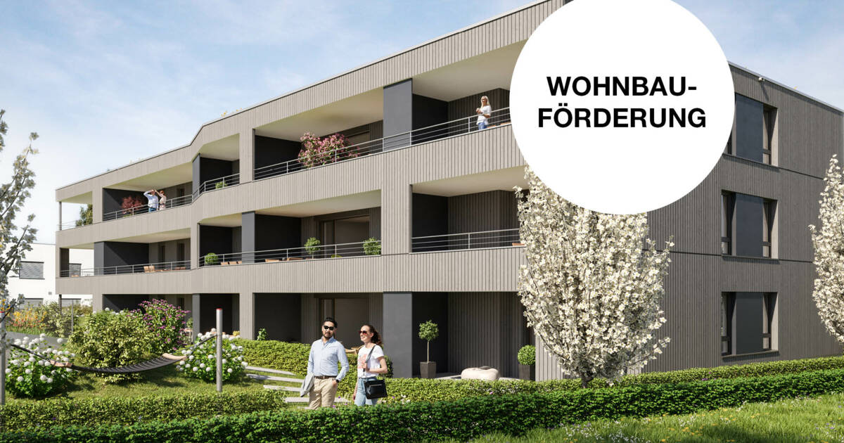 Südost-Ansicht, Wohnanlage Roseggerstraße in Hohenems Wohnbauförderung Südost-Ansicht, Wohnanlage Roseggerstraße in Hohenems Wohnbauförderung