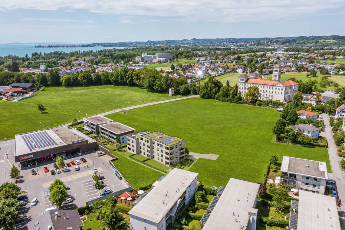 Wohnanlage Pappelweg, Lochau - Luftbild S&uuml;dost-Ansicht