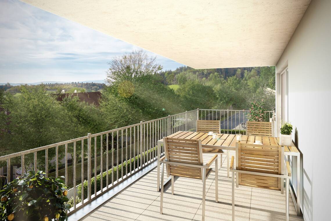 M&uuml;hlhofer Stra&szlig;e Daisendorf Ausblick Dachgeschoss 2 I i+R Wohnbau