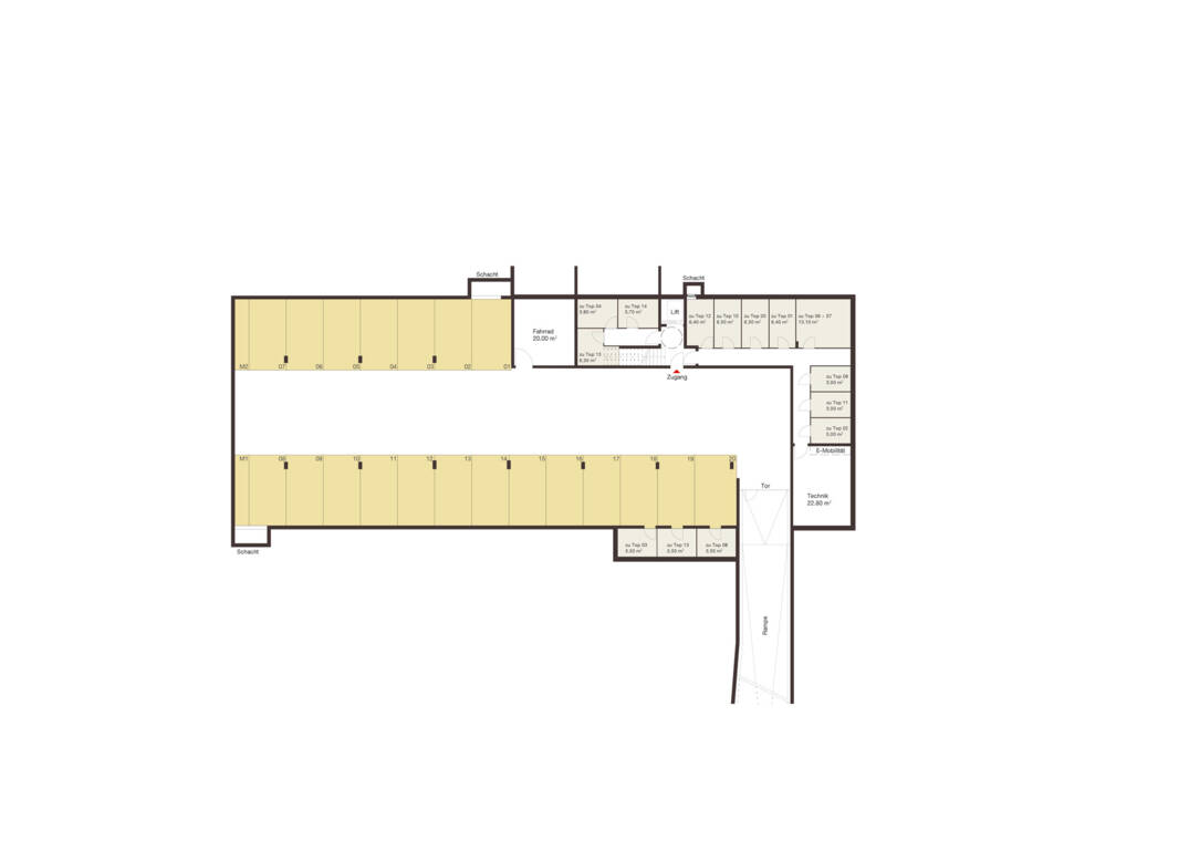 Tiefgaragenplan Wohnanlage Roseggerstra&szlig;e, Hohenems