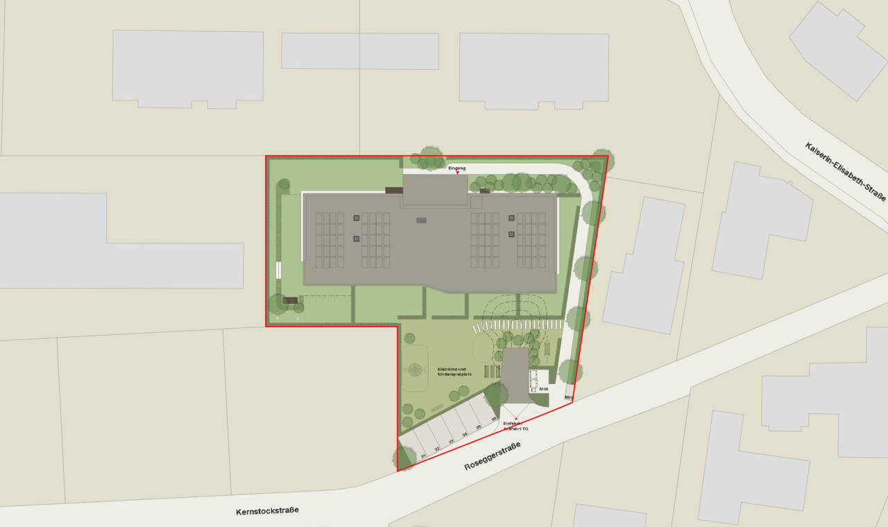 Lageplan Wohnanlage Roseggerstra&szlig;e, Hohenems