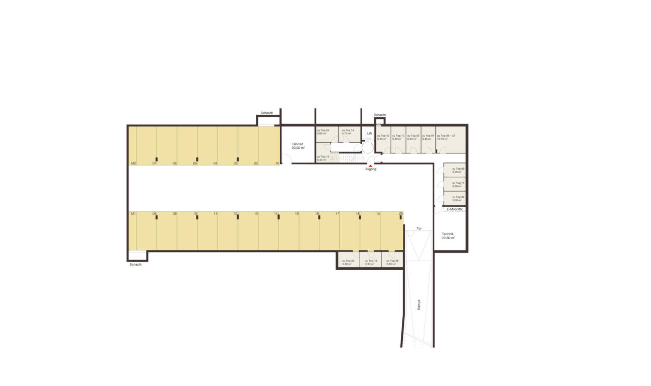 Tiefgaragenplan Wohnanlage Roseggerstra&szlig;e, Hohenems