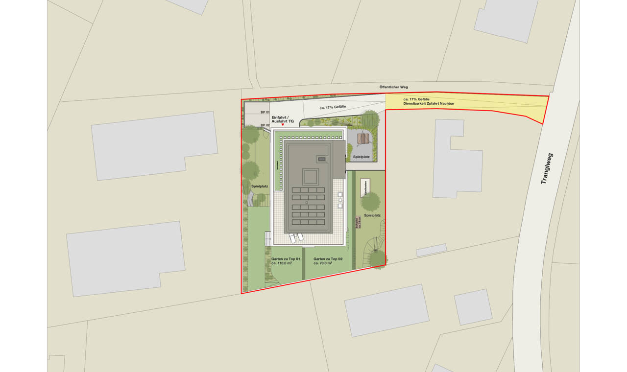 Wohnanlage Tranglweg, N&uuml;ziders - Lageplan