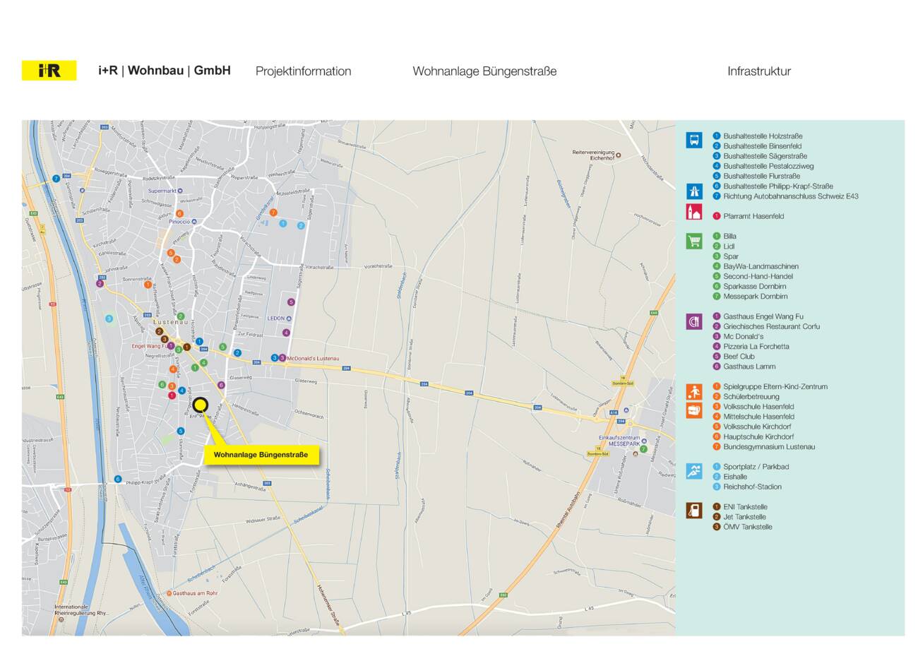 Büngenstraße in Lustenau Ortsplan i+R Wohnbau Büngenstraße in Lustenau Ortsplan i+R Wohnbau
