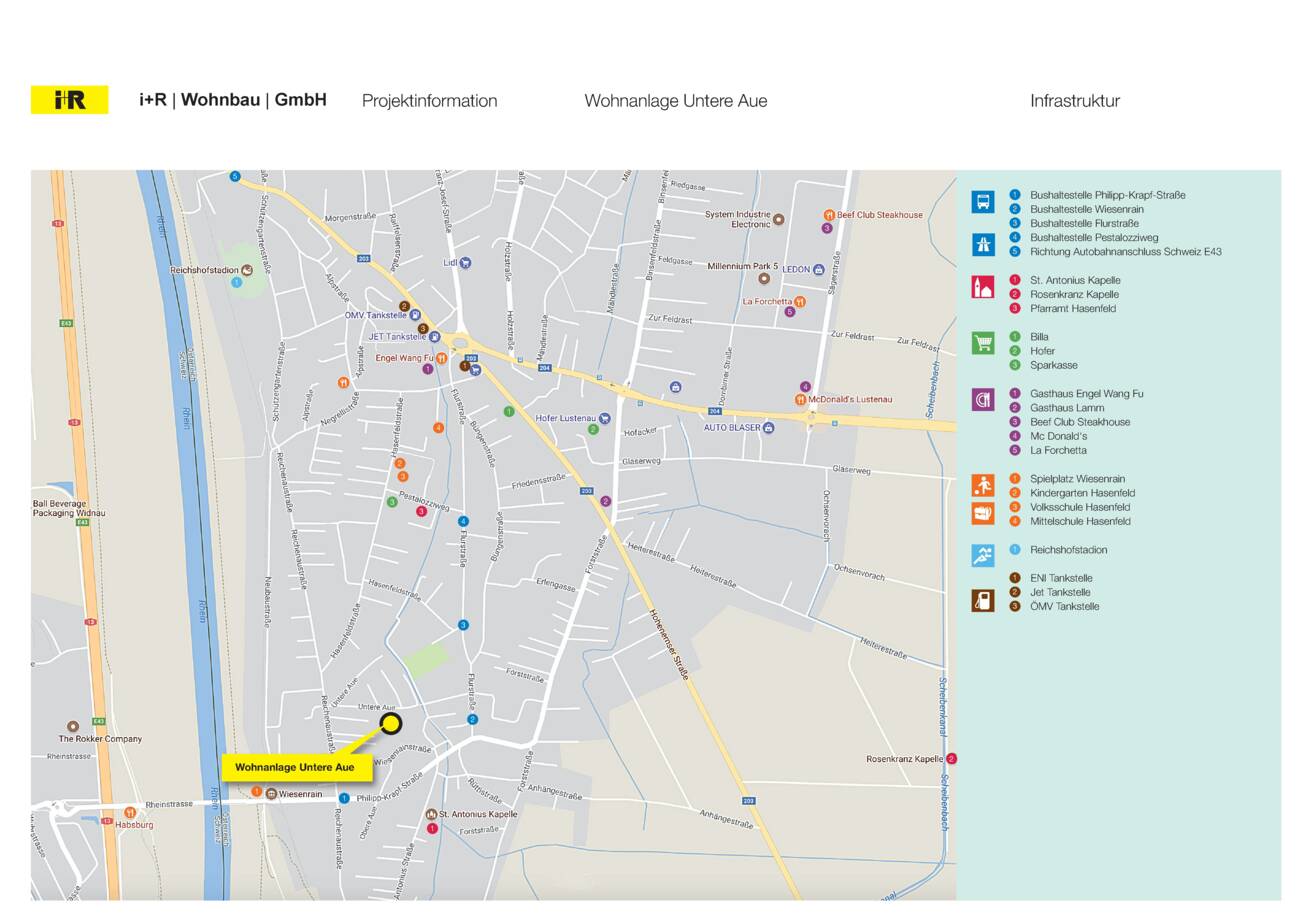 Untere Aue in Lustenau Ortsplan i+R Wohnbau Untere Aue in Lustenau Ortsplan i+R Wohnbau