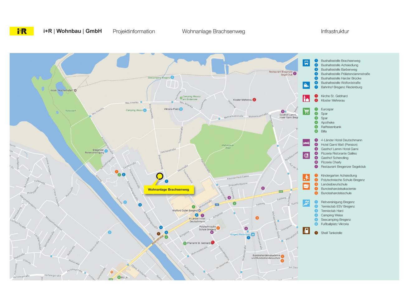 Brachsenweg in Bregenz Ortsplan i+R Wohnbau Brachsenweg in Bregenz Ortsplan i+R Wohnbau