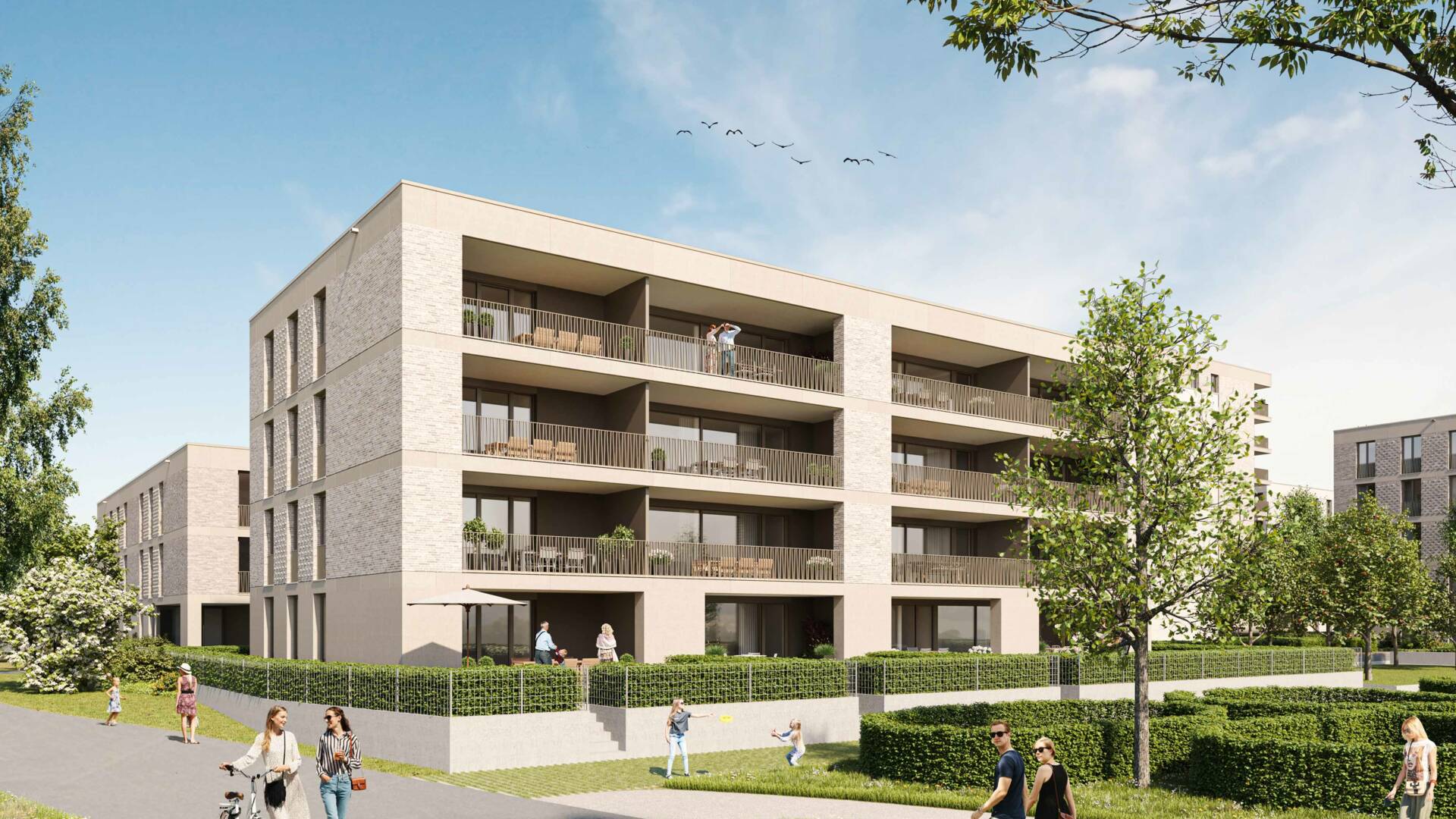 Das Vierlinden-Quartier bedeutet modernes Stadtwohnen mit viel Natur