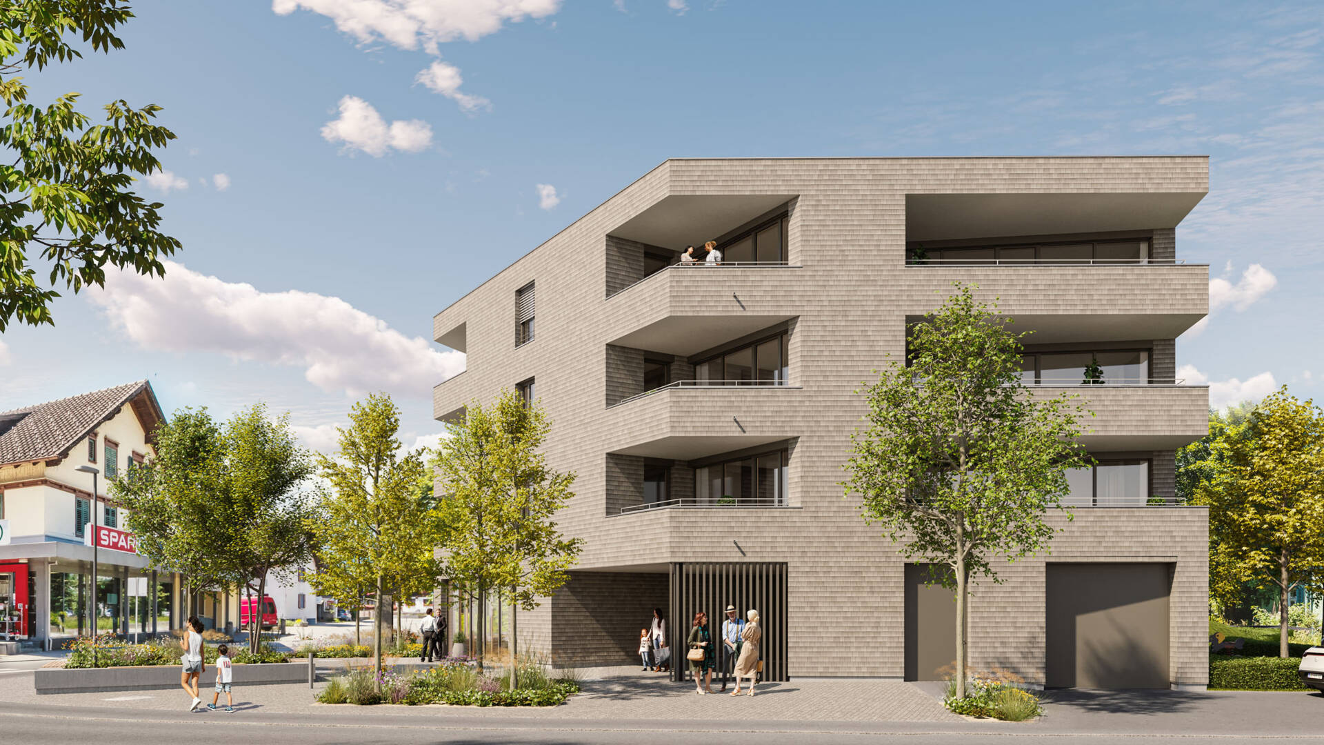 Wohnanlage Sebastianstraße, Feldkirch - Ost-Ansicht Wohnanlage Sebastianstraße, Feldkirch - Ost-Ansicht