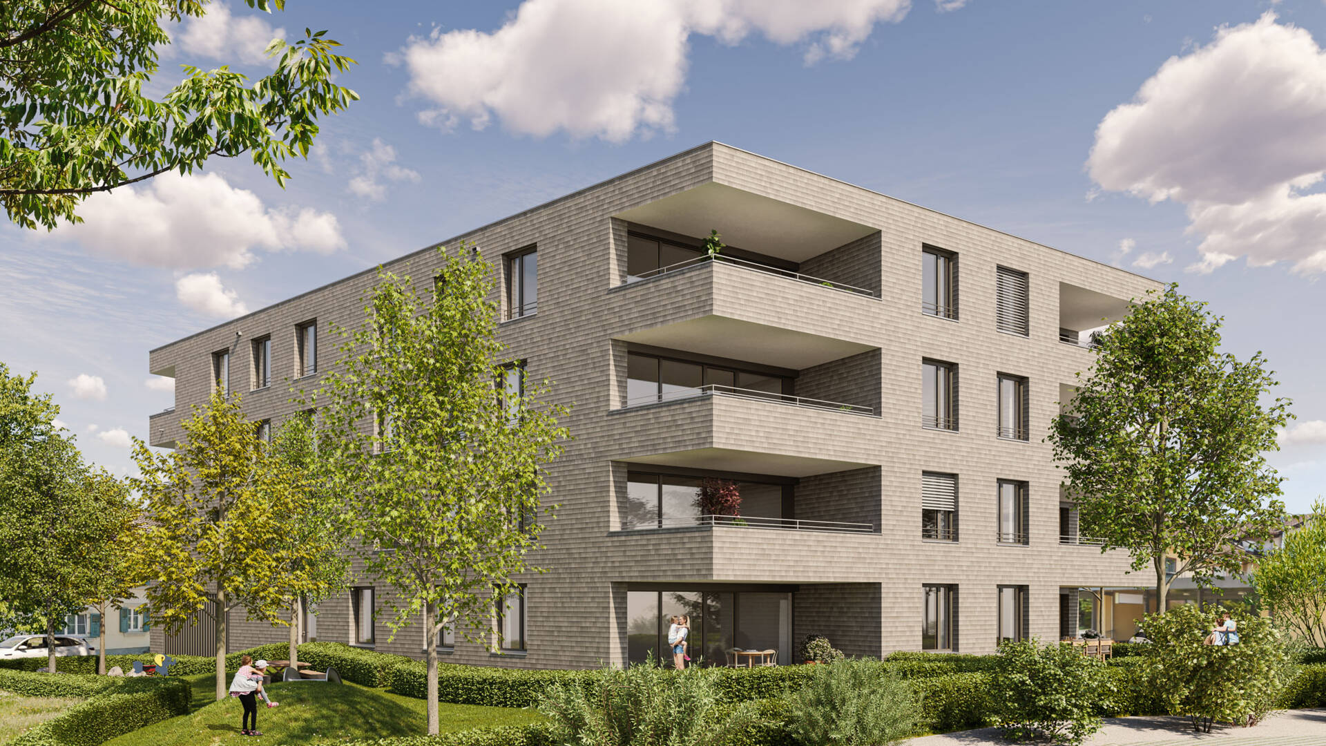 Wohnanlage Sebastianstraße, Feldkirch - Nordwest-Ansicht Wohnanlage Sebastianstraße, Feldkirch - Nordwest-Ansicht