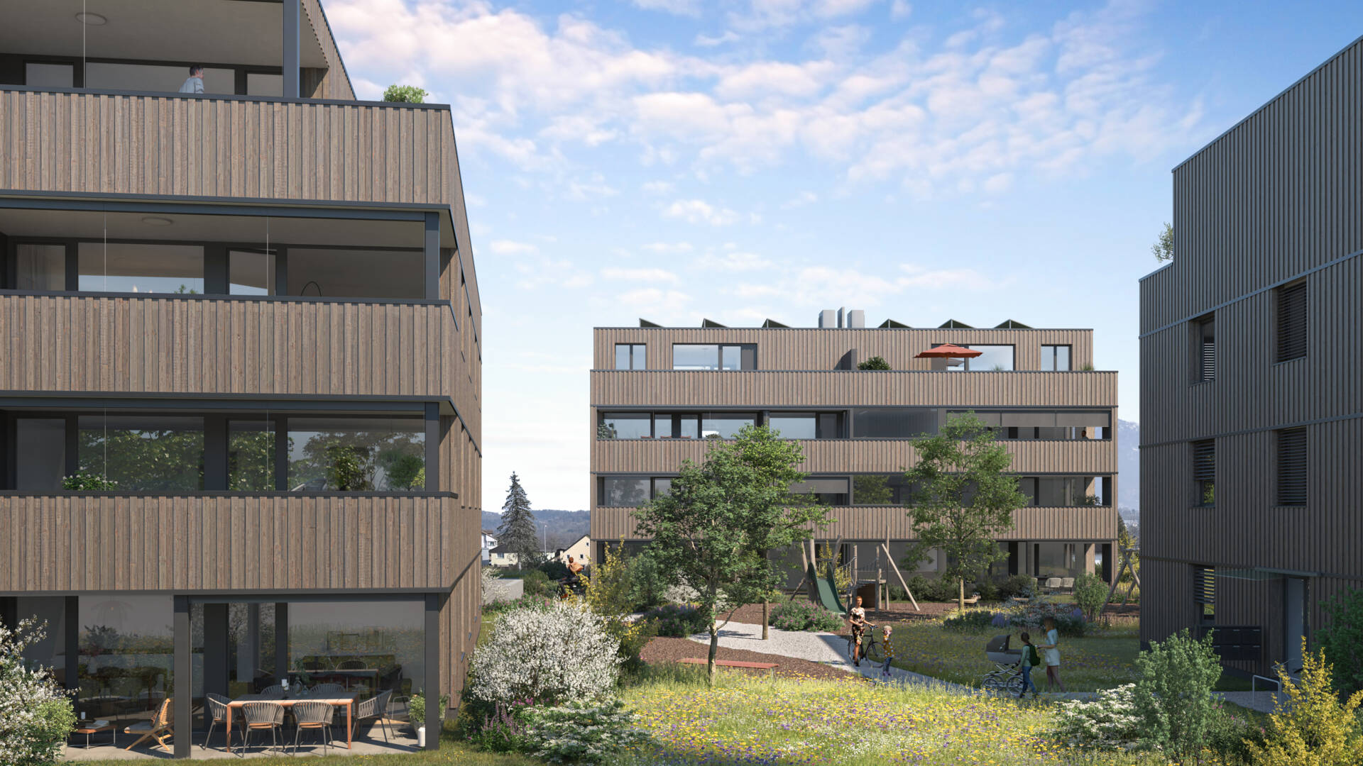 Familienfreundlicher Spielplatz im Innenhof