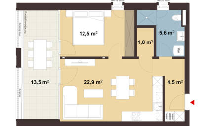 Grundriss Whg 03 Wohnanlage Kaspar-Hagen-Straße, Dornbirn
