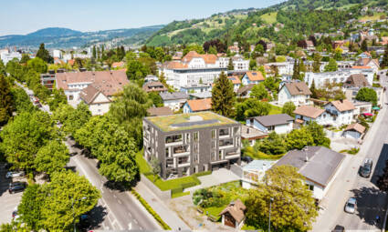 Wohnanlage Kaspar-Hagen-Straße, Dornbirn - Luftbild Südwest-Ansicht