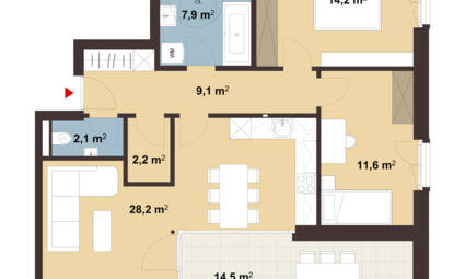 Grundriss Whg 14 Wohnanlage Kaspar-Hagen-Straße, Dornbirn Grundriss Whg 14 Wohnanlage Kaspar-Hagen-Straße, Dornbirn