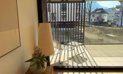 Musterwohnung Am Emsbach Wohnzimmer/Terrasse