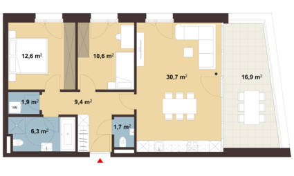 Grundriss Whg 09 Sebastianstraße in Feldkirch Grundriss Whg 09 Sebastianstraße in Feldkirch