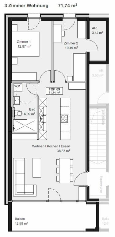 Am Römerstein in Höchst Grundriss Top D09 3-Zimmer