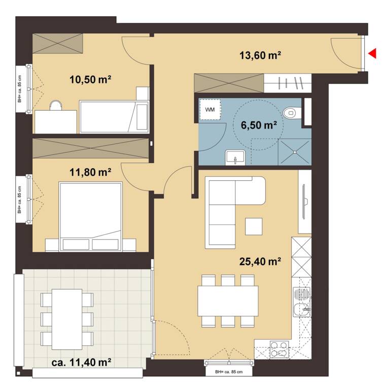 Grundriss Whg 12 Wohnanlage Pappelweg, Lochau