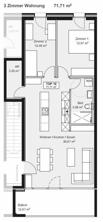 Am Römerstein in Höchst Grundriss Top D10 3-Zimmer