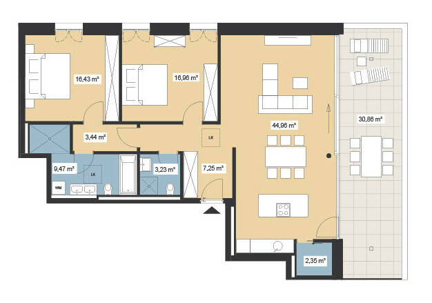 Grundriss DG-Wohnung A34