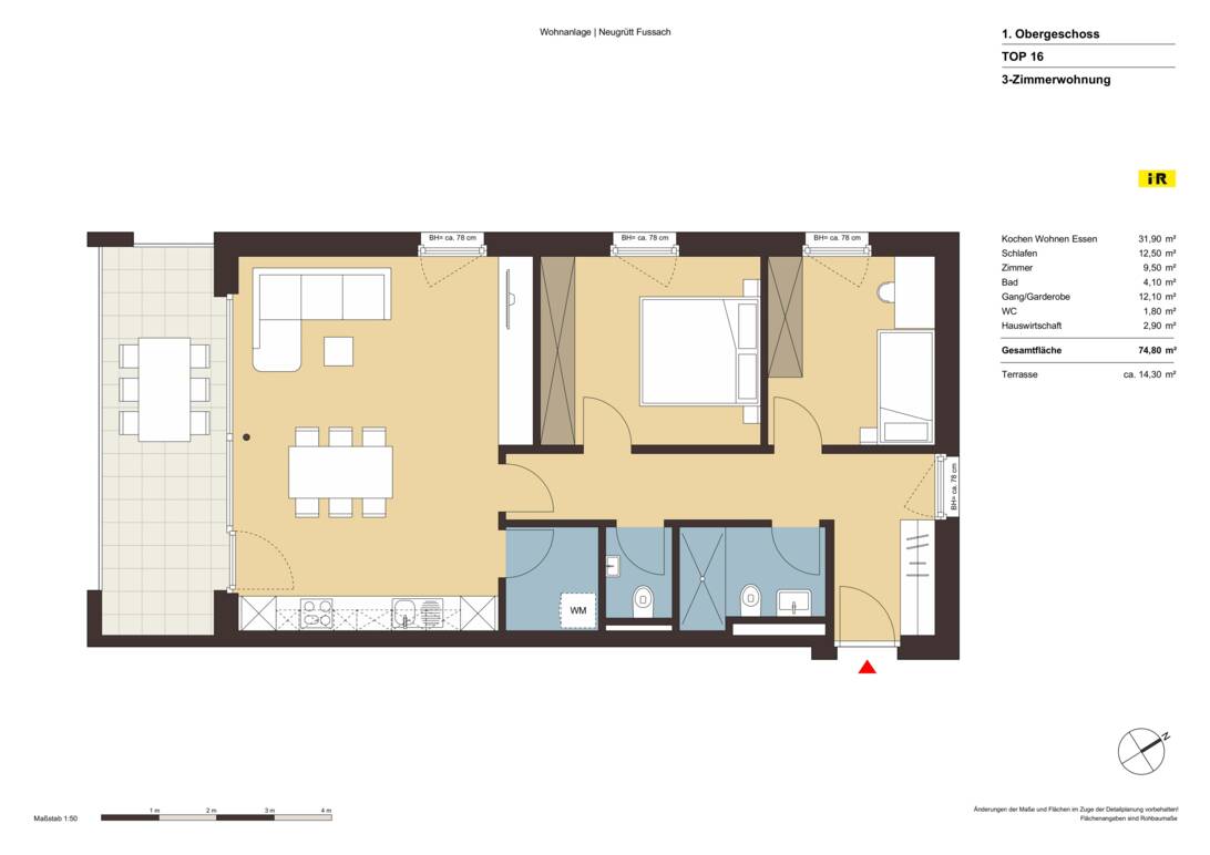Grundriss Whg 16 Neugr&uuml;tt Fu&szlig;ach