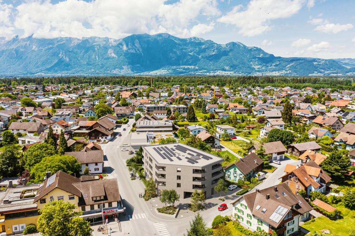 Wohnanlage Sebastianstraße, Feldkirch - Luftbild Südost-Ansicht Wohnanlage Sebastianstraße, Feldkirch - Luftbild Südost-Ansicht
