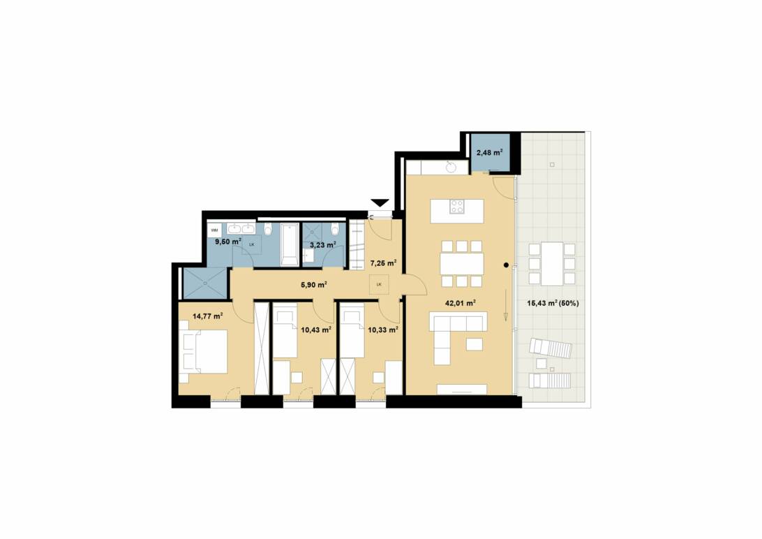 Grundriss Dachgeschosswohnung C 82