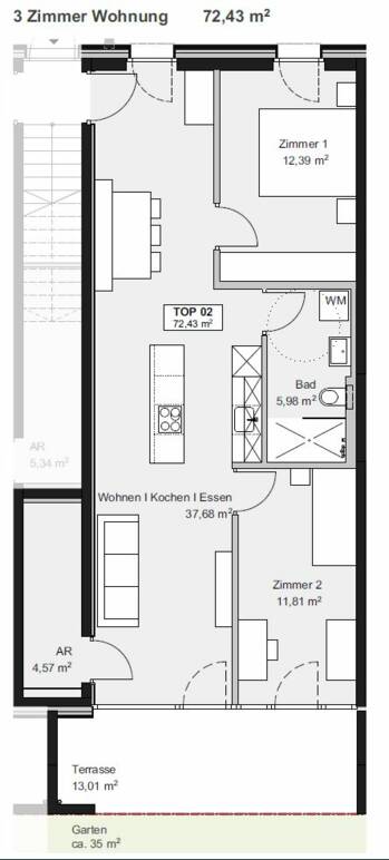Am Römerstein in Höchst Grundriss Top D02 3-Zimmer