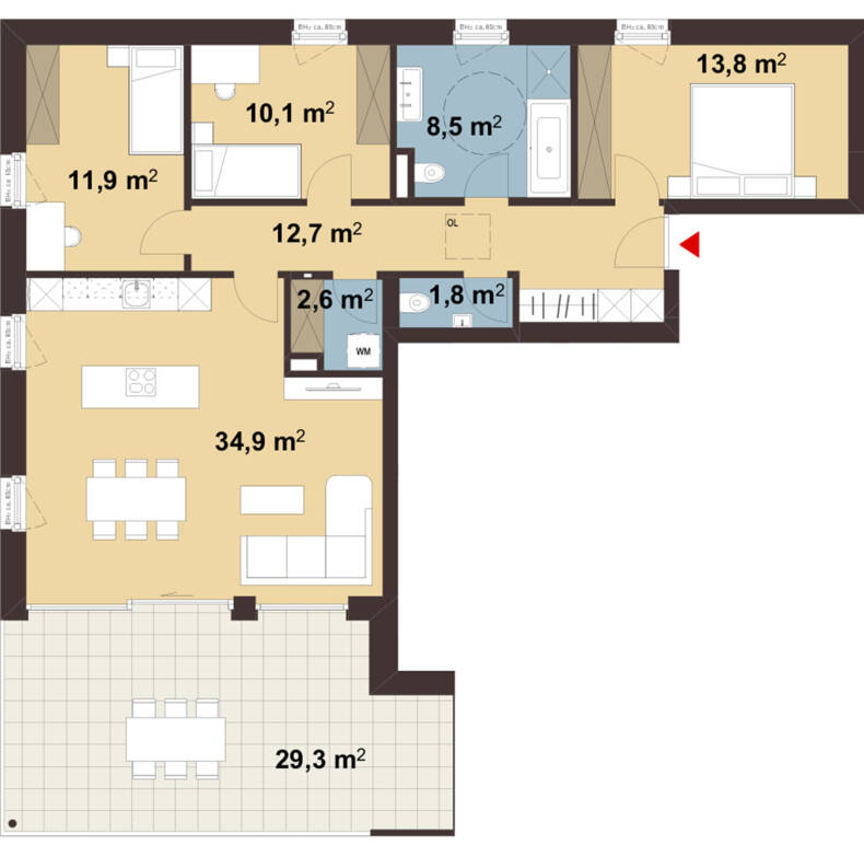 Grundriss Whg 15 Roseggerstraße in Hohenems