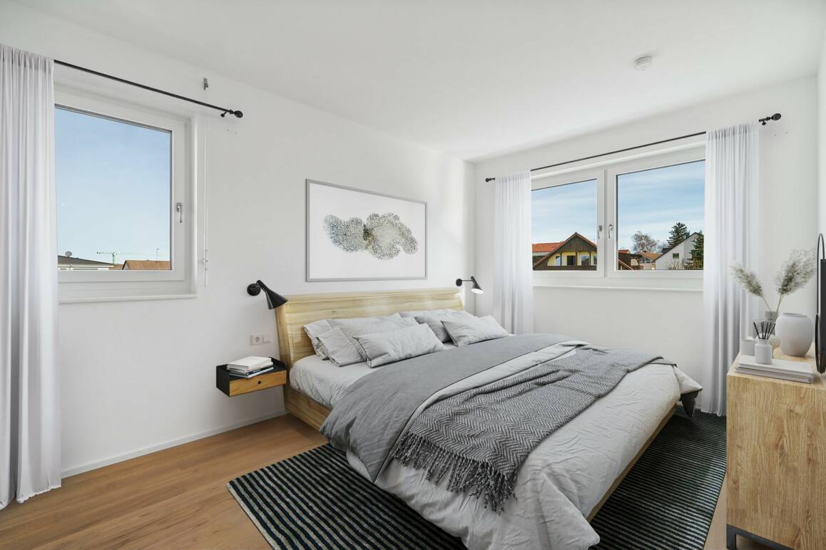 Achtung: nur symbolhafte Darstellung ohne Anspruch auf Übereinstimmung mit der Natur Obere Mühlstraße | Schlafzimmer Penthouse