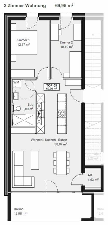 Am Römerstein in Höchst Grundriss Top D05 3-Zimmer