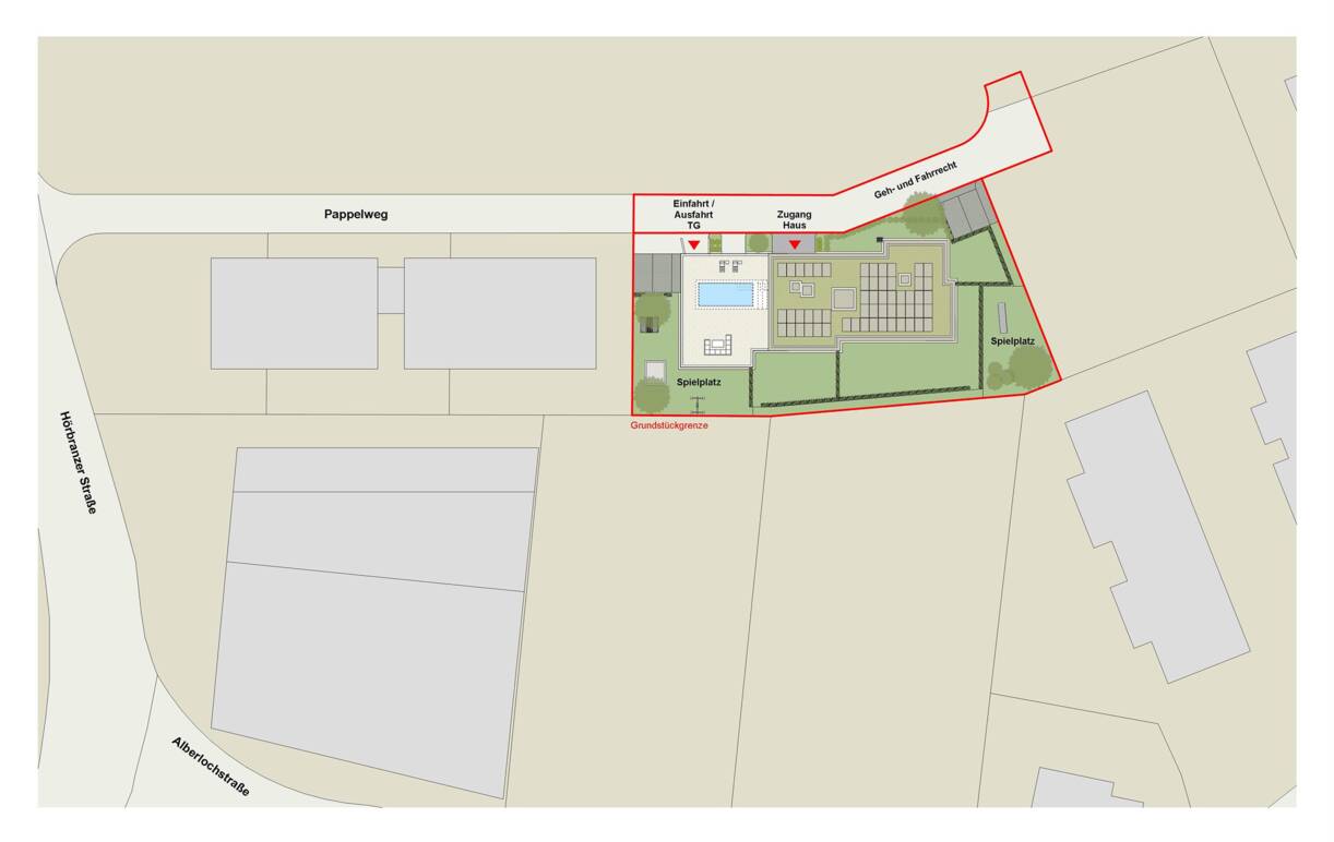 Wohnanlage Pappelweg, Lochau - Lageplan