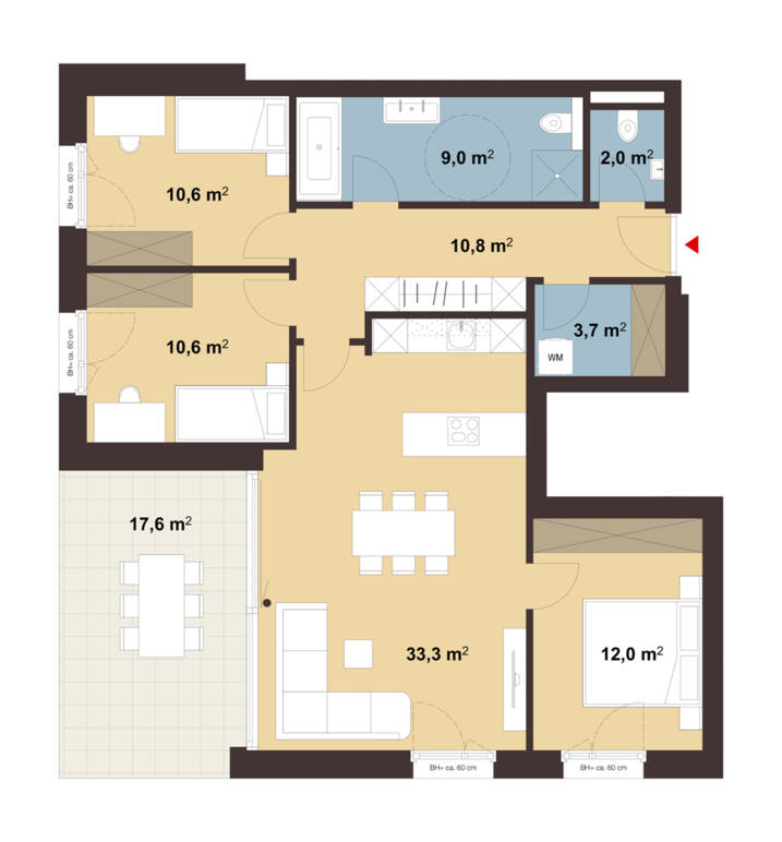 Grundriss Whg 03 Sebastianstraße in Feldkirch Grundriss Whg 03 Sebastianstraße in Feldkirch